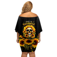 Sunflower Skull Off Shoulder Short Dress She Is Sunshine Mixed With A Little Hurricance - Wonder Print Shop