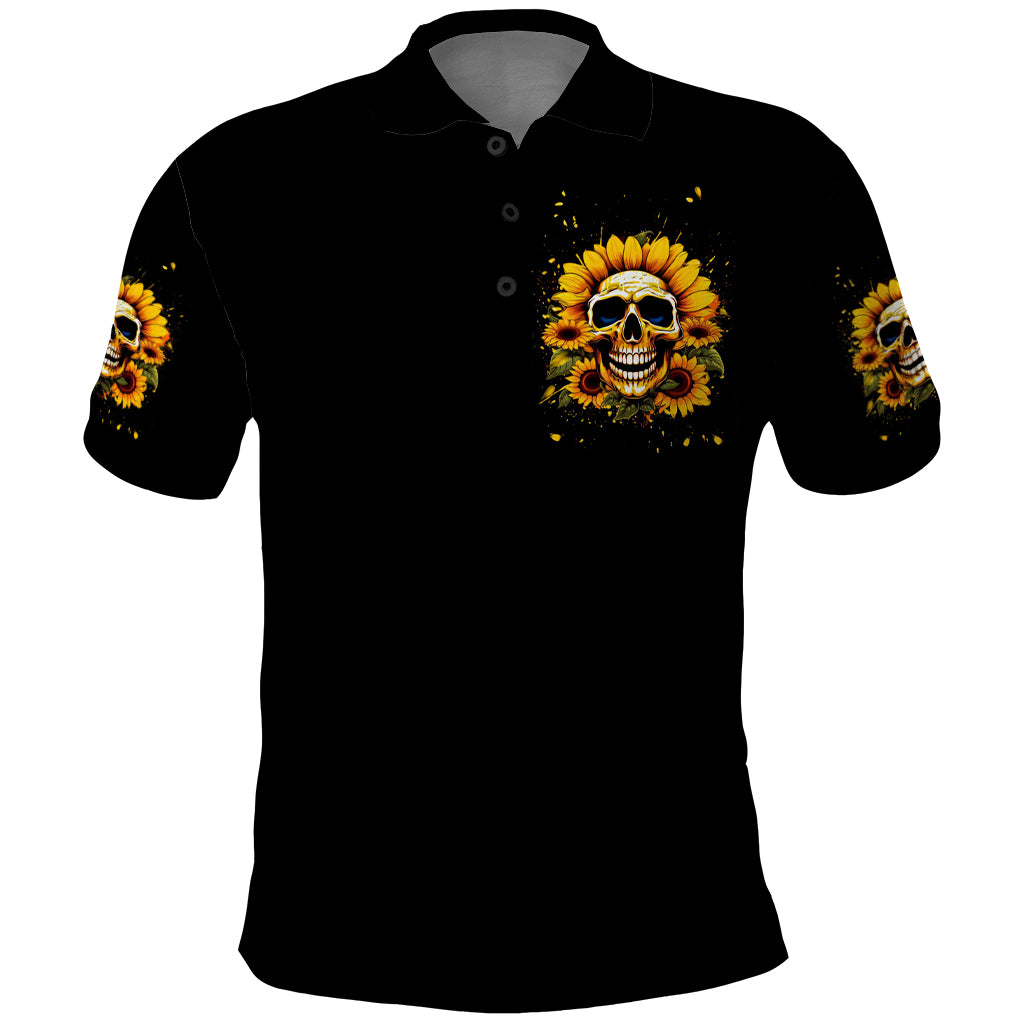 Sunflower Skull Polo Shirt She Is Sunshine Mixed With A Little Hurricance - Wonder Print Shop