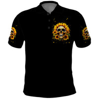 Sunflower Skull Polo Shirt She Is Sunshine Mixed With A Little Hurricance - Wonder Print Shop