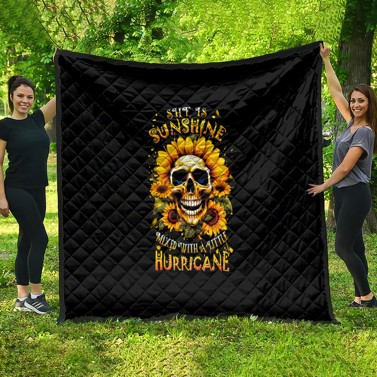 Sunflower Skull Quilt She Is Sunshine Mixed With A Little Hurricance - Wonder Print Shop