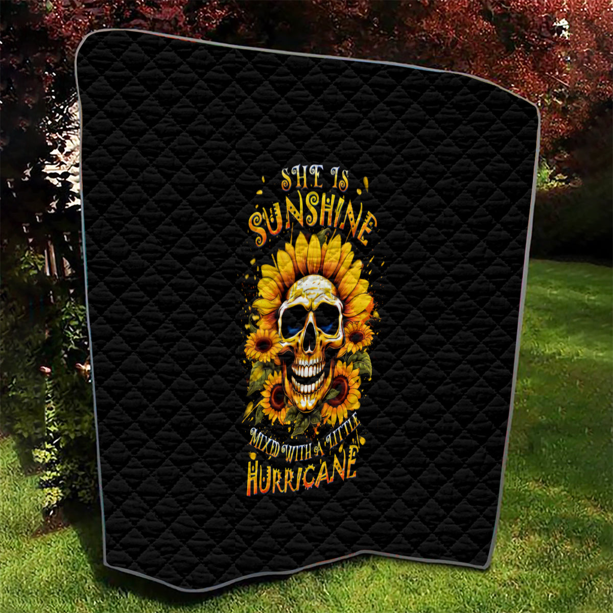 Sunflower Skull Quilt She Is Sunshine Mixed With A Little Hurricance - Wonder Print Shop
