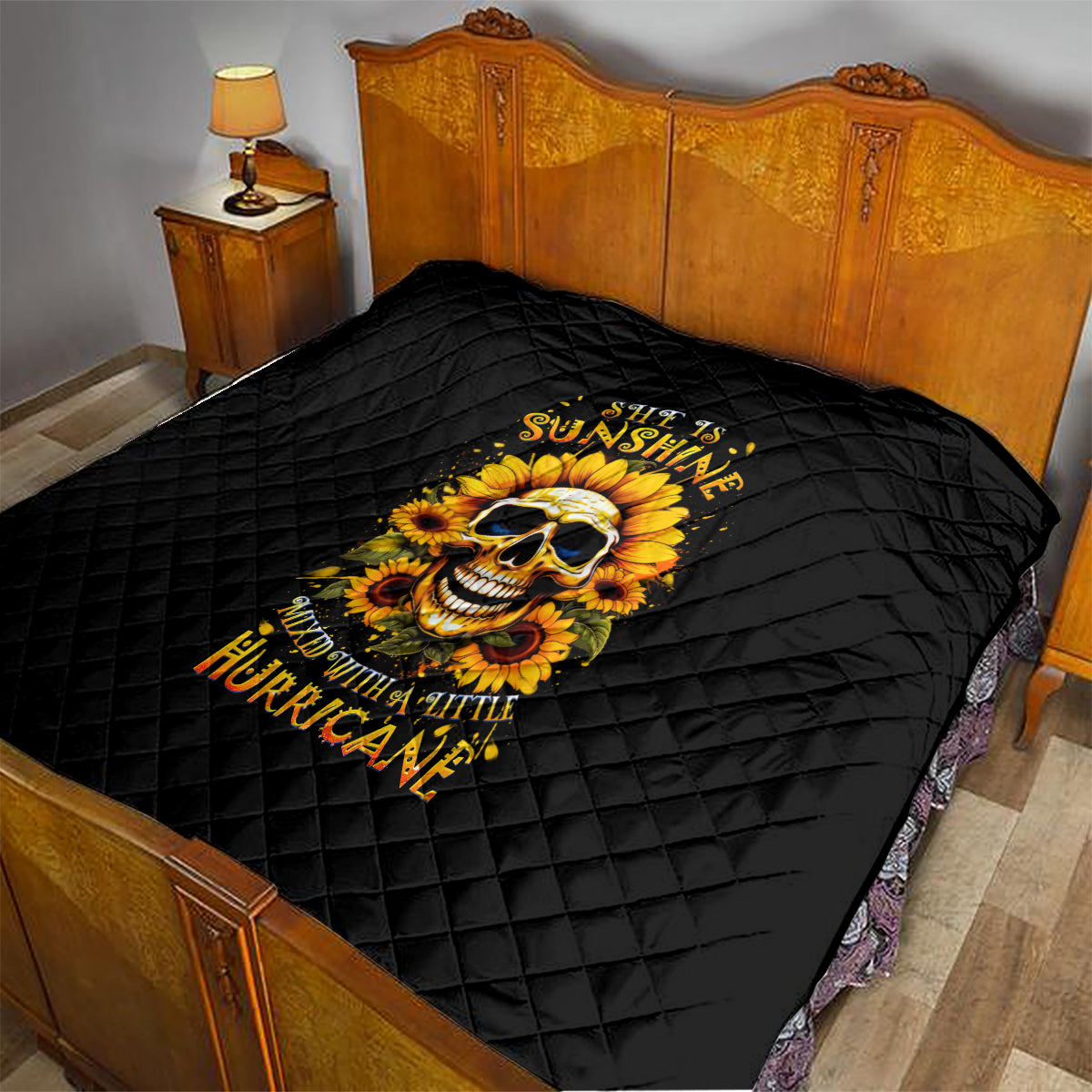 Sunflower Skull Quilt She Is Sunshine Mixed With A Little Hurricance - Wonder Print Shop