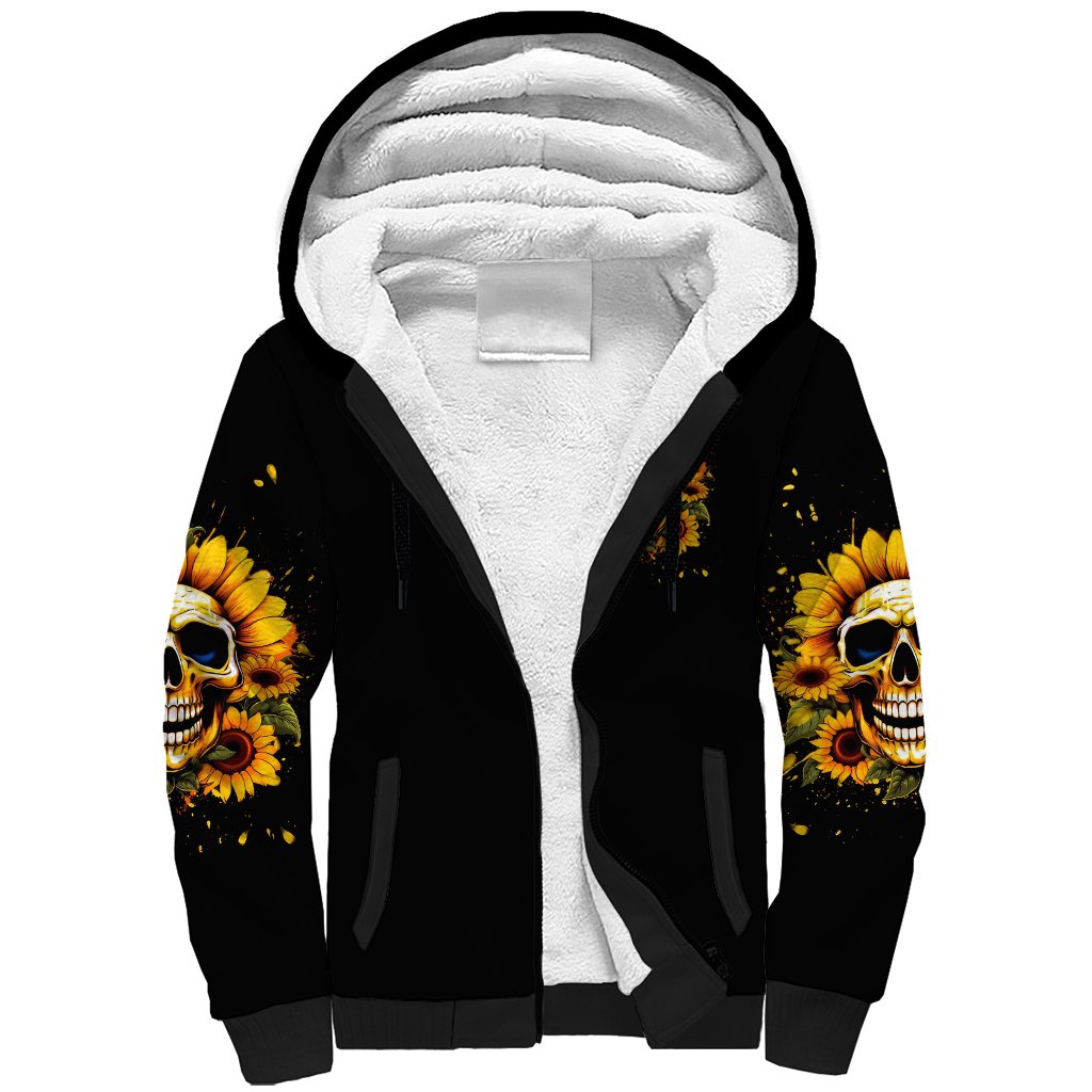 Sunflower Skull Sherpa Hoodie She Is Sunshine Mixed With A Little Hurricance - Wonder Print Shop