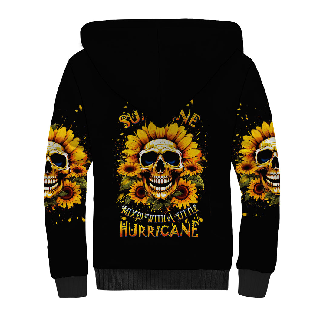 Sunflower Skull Sherpa Hoodie She Is Sunshine Mixed With A Little Hurricance - Wonder Print Shop