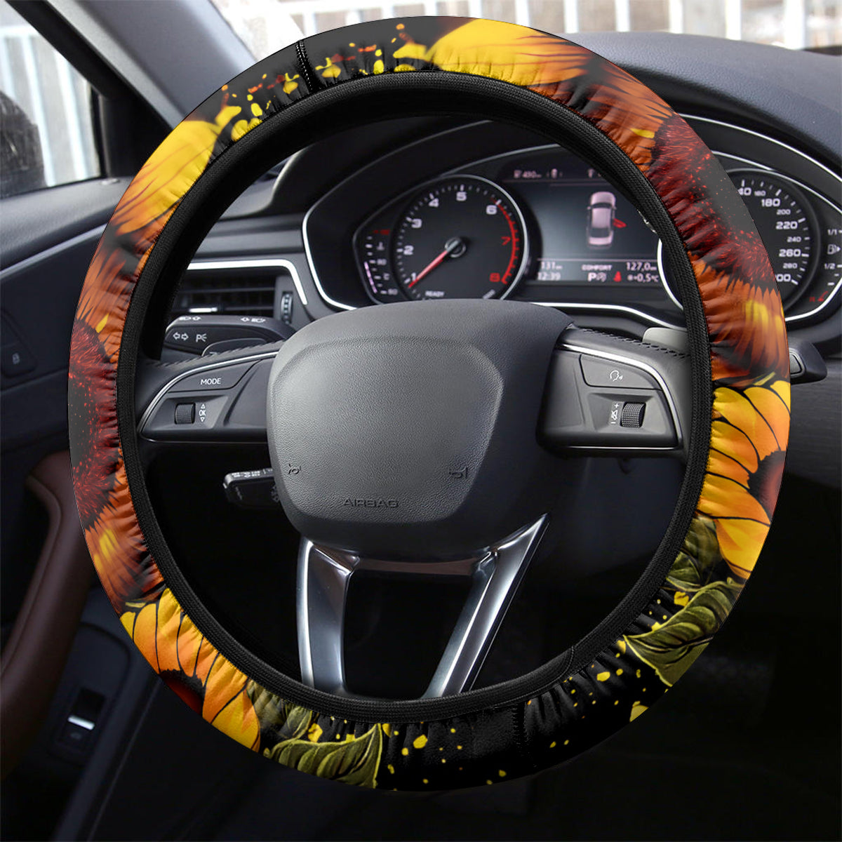 Sunflower Skull Steering Wheel Cover She Is Sunshine Mixed With A Little Hurricance - Wonder Print Shop