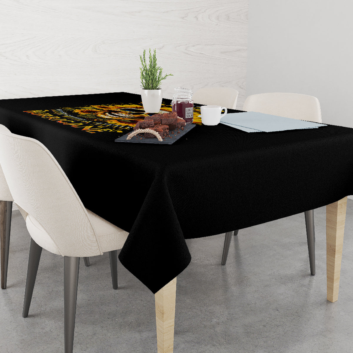 Sunflower Skull Tablecloth She Is Sunshine Mixed With A Little Hurricance - Wonder Print Shop