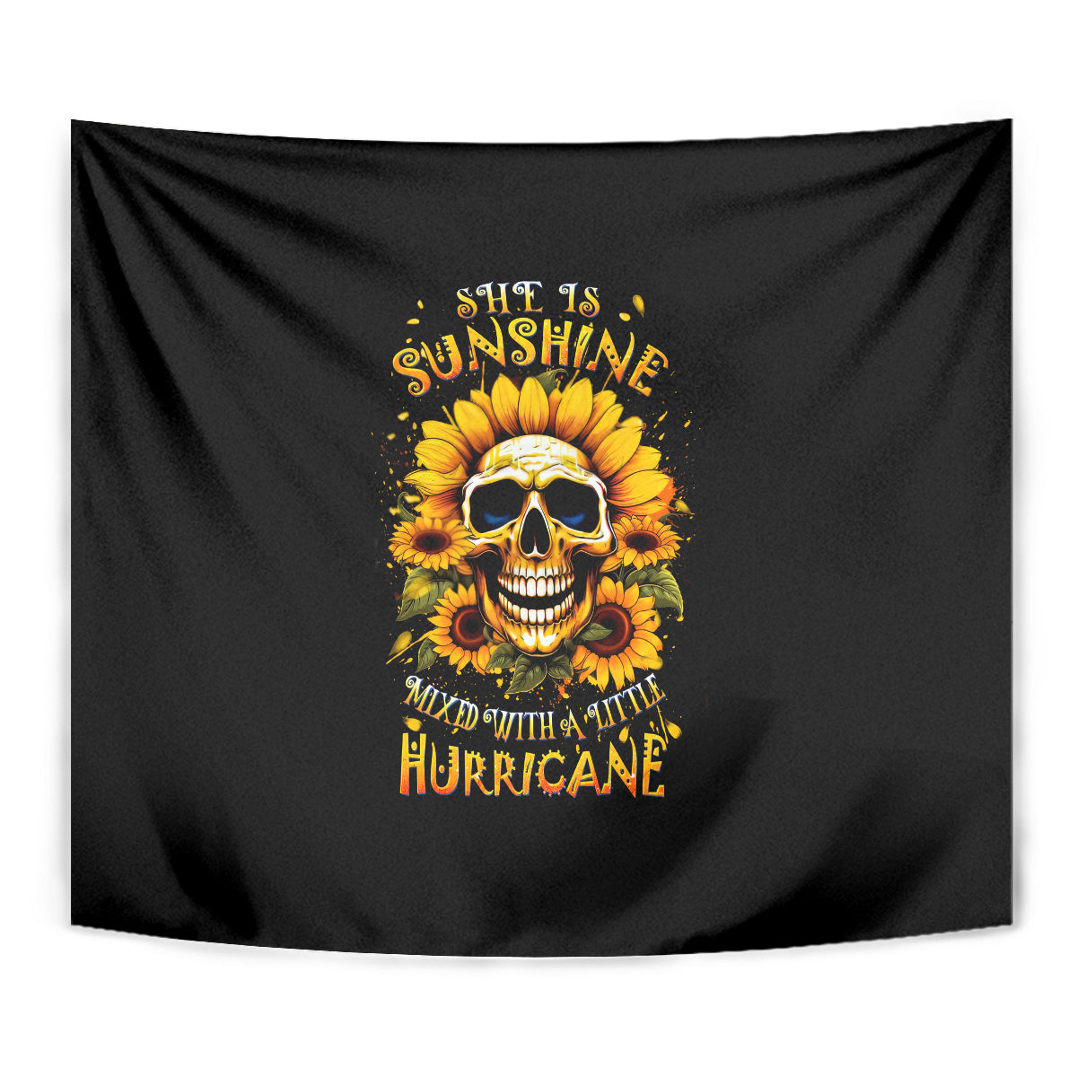Sunflower Skull Tapestry She Is Sunshine Mixed With A Little Hurricance - Wonder Print Shop