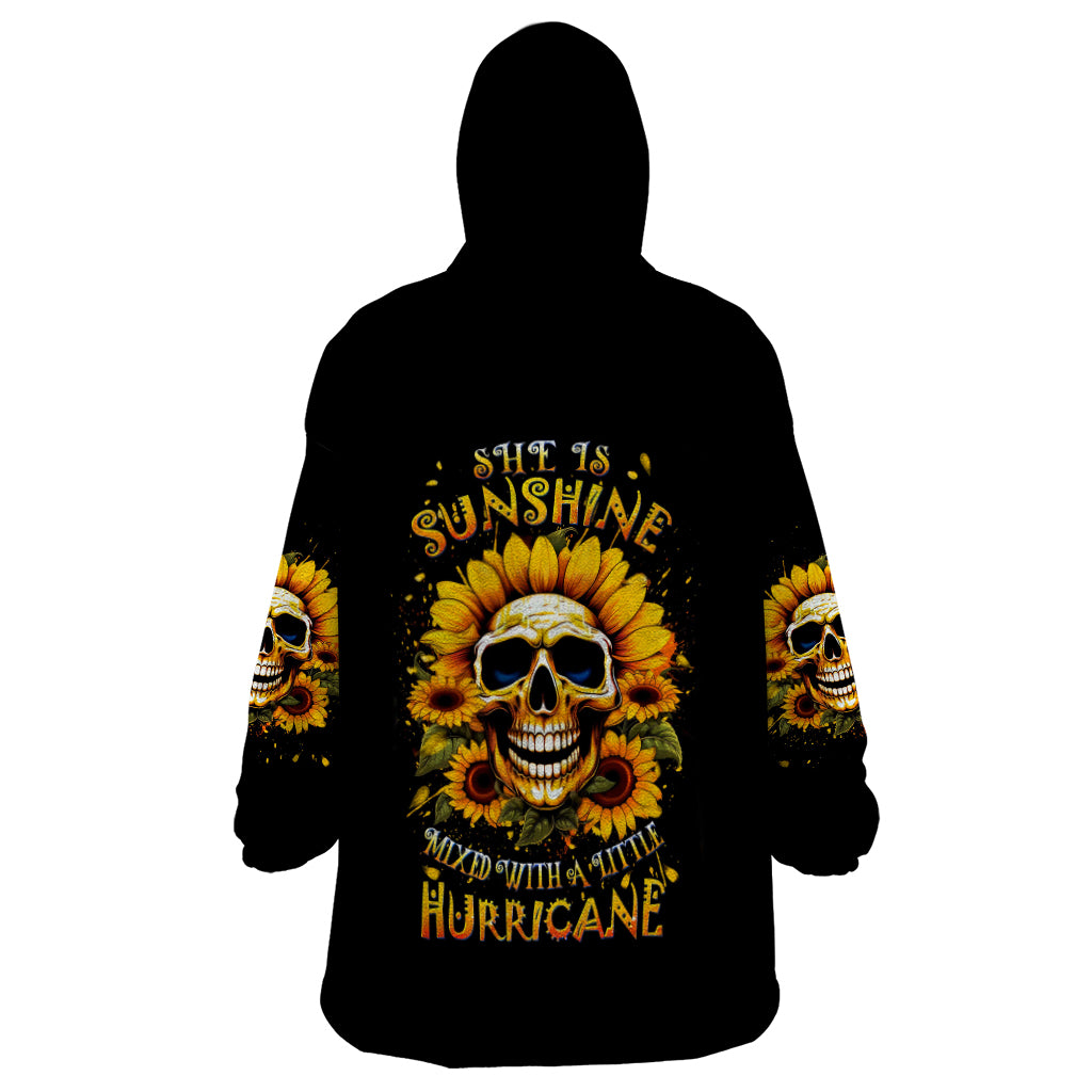 Sunflower Skull Wearable Blanket Hoodie She Is Sunshine Mixed With A Little Hurricance - Wonder Print Shop