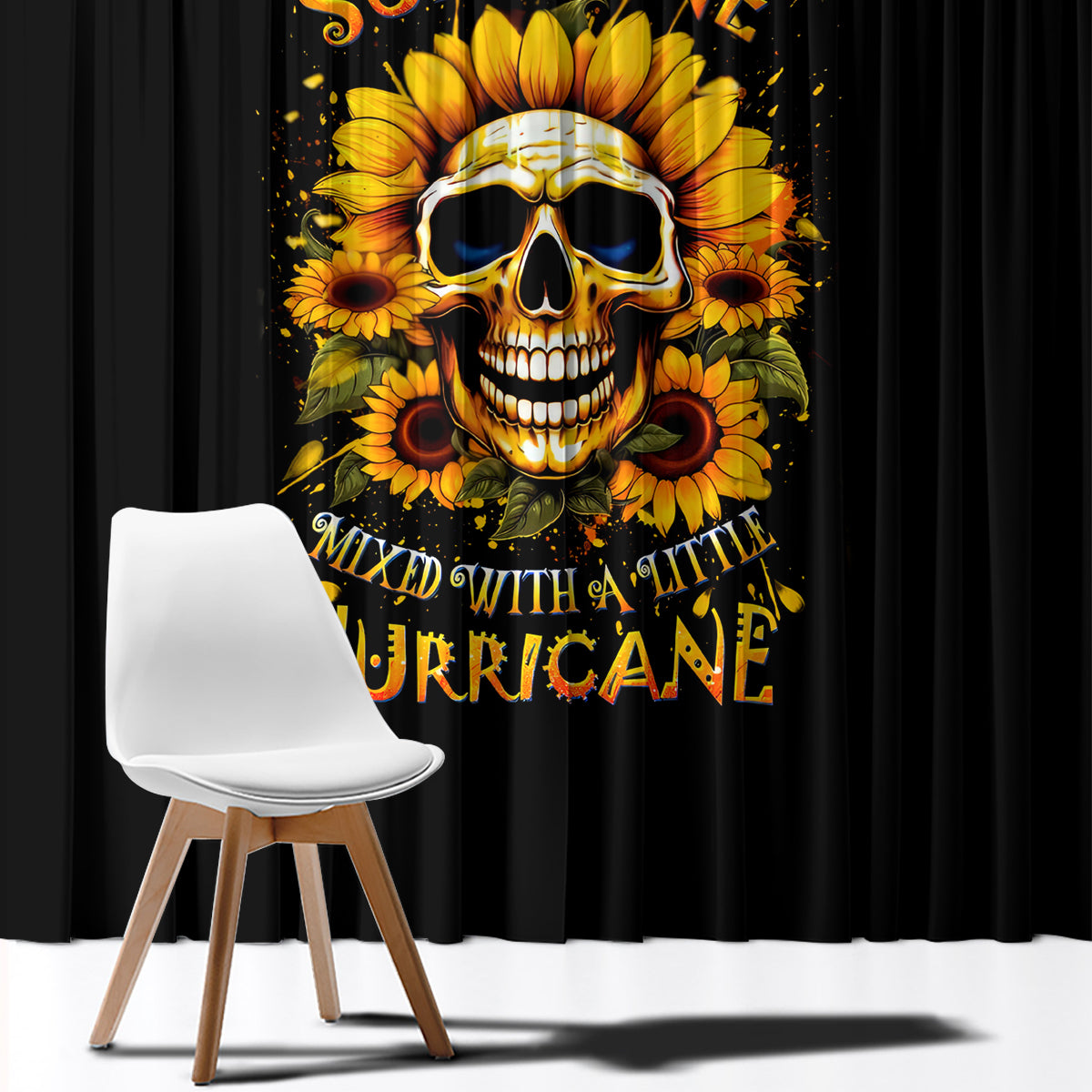 Sunflower Skull Window Curtain She Is Sunshine Mixed With A Little Hurricance - Wonder Print Shop