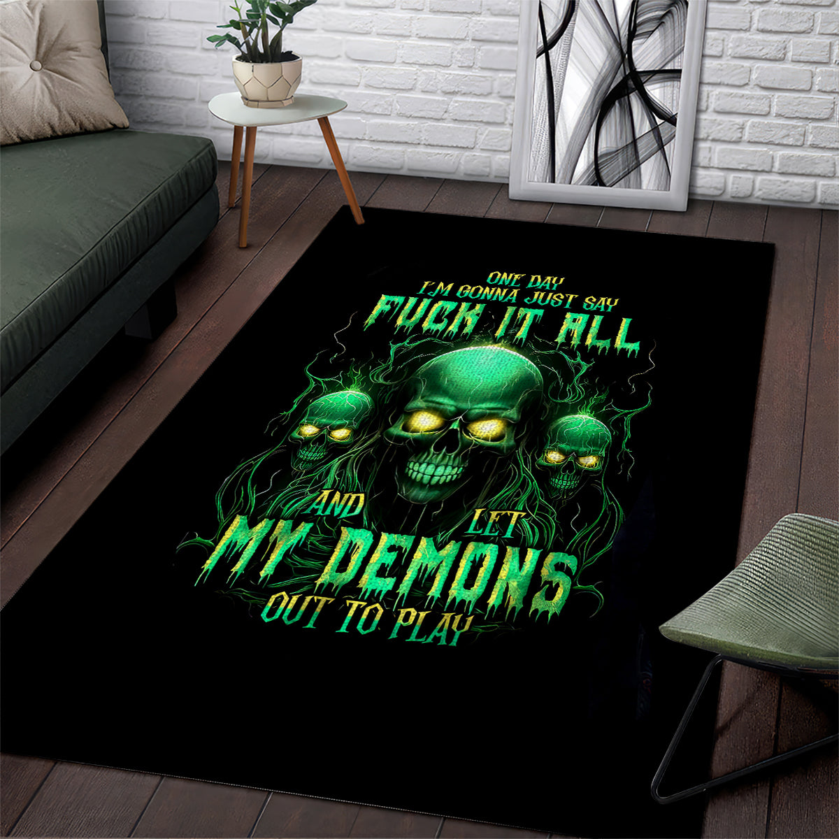 Thnder Skull Area Rug One Day I Gonna Just Say F It All - Wonder Print Shop