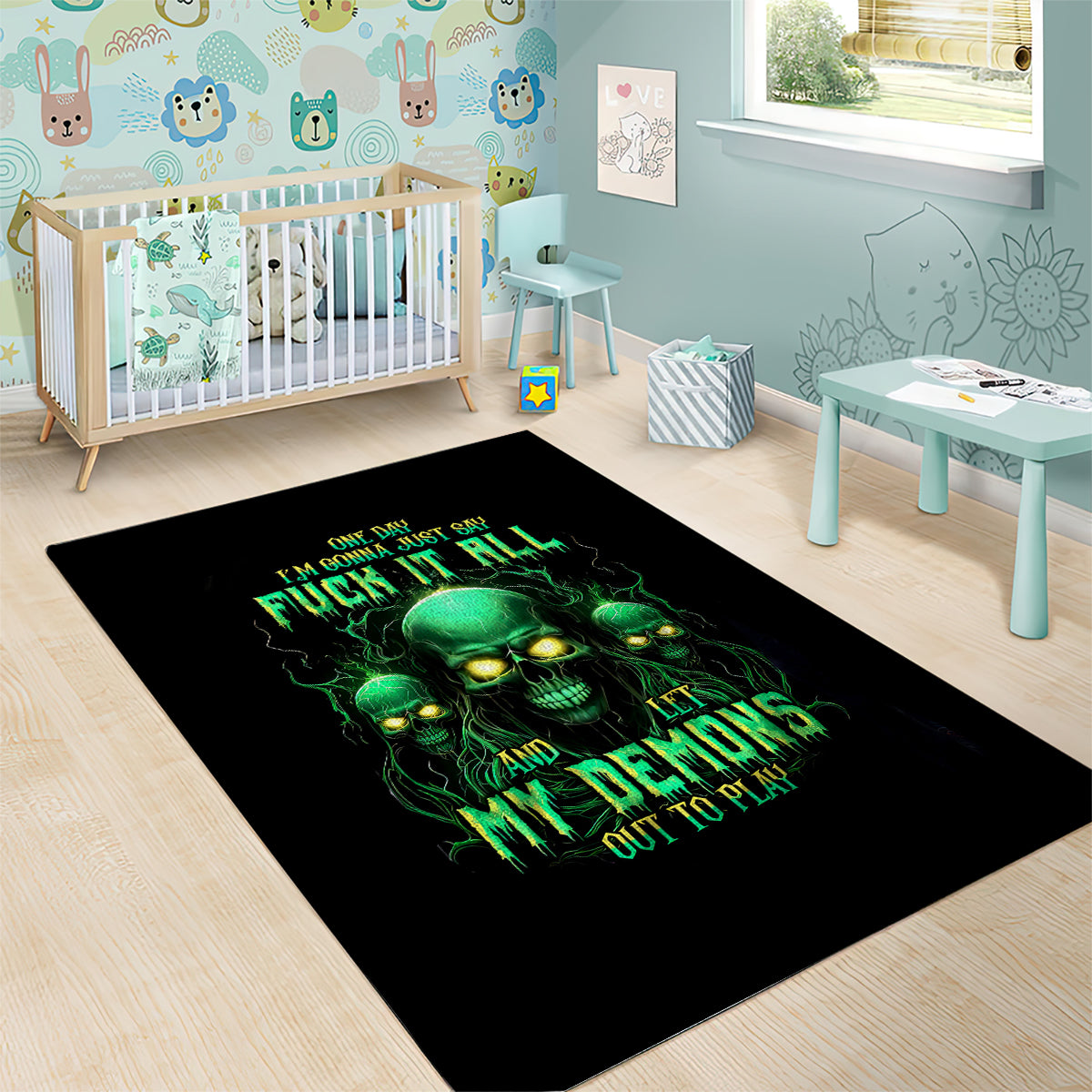 Thnder Skull Area Rug One Day I Gonna Just Say F It All - Wonder Print Shop