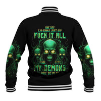 Thnder Skull Baseball Jacket One Day I Gonna Just Say F It All - Wonder Print Shop