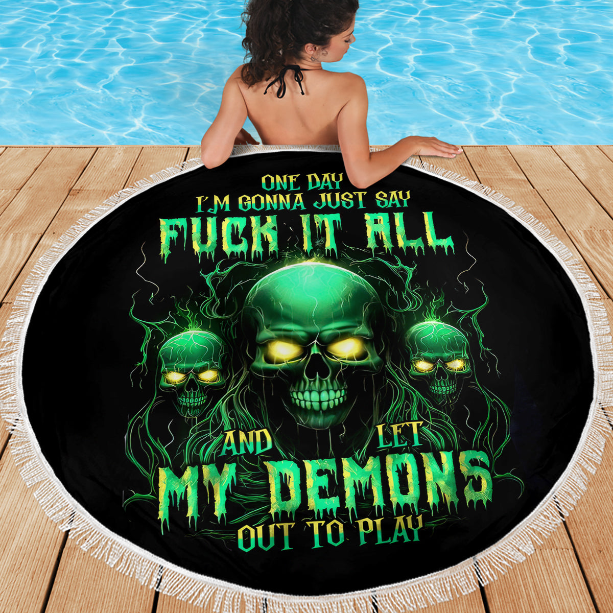 Thnder Skull Beach Blanket One Day I Gonna Just Say F It All - Wonder Print Shop