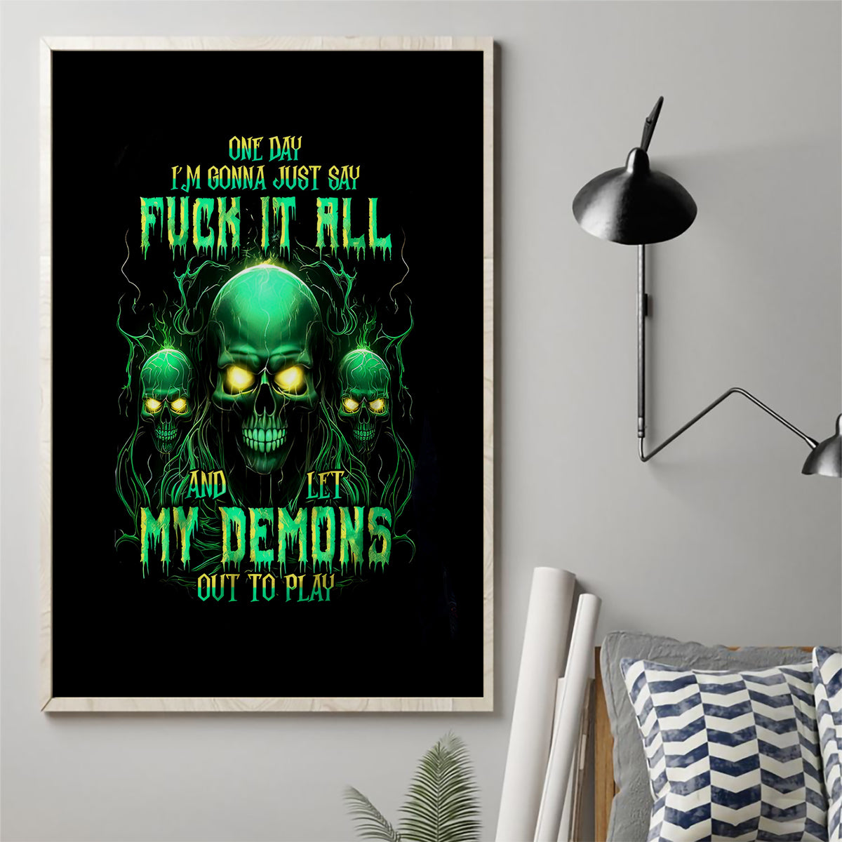 Thnder Skull Canvas Wall Art One Day I Gonna Just Say F It All - Wonder Print Shop