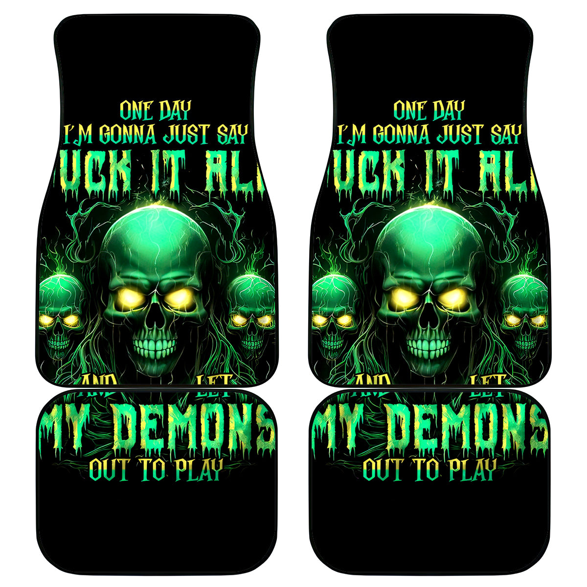 Thnder Skull Car Mats One Day I Gonna Just Say F It All - Wonder Print Shop