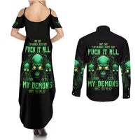 Thnder Skull Couples Matching Summer Maxi Dress and Long Sleeve Button Shirt One Day I Gonna Just Say F It All - Wonder Print Shop
