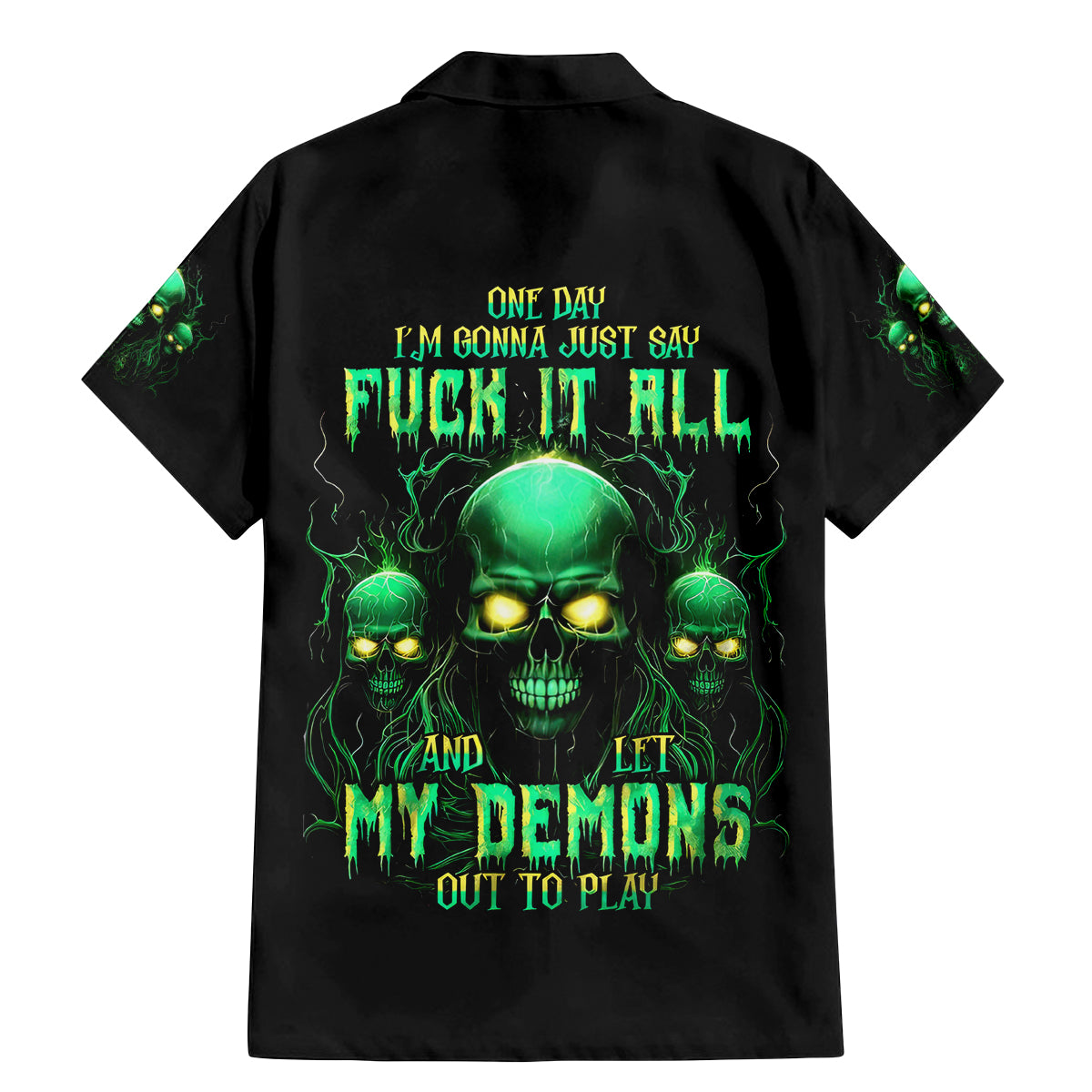 Thnder Skull Family Matching Mermaid Dress and Hawaiian Shirt One Day I Gonna Just Say F It All - Wonder Print Shop