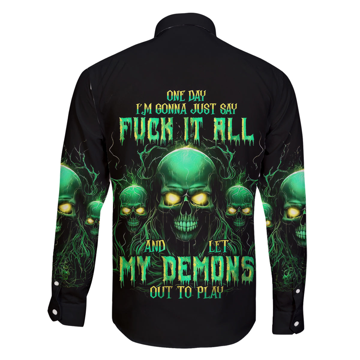 Thnder Skull Family Matching Mermaid Dress and Hawaiian Shirt One Day I Gonna Just Say F It All - Wonder Print Shop