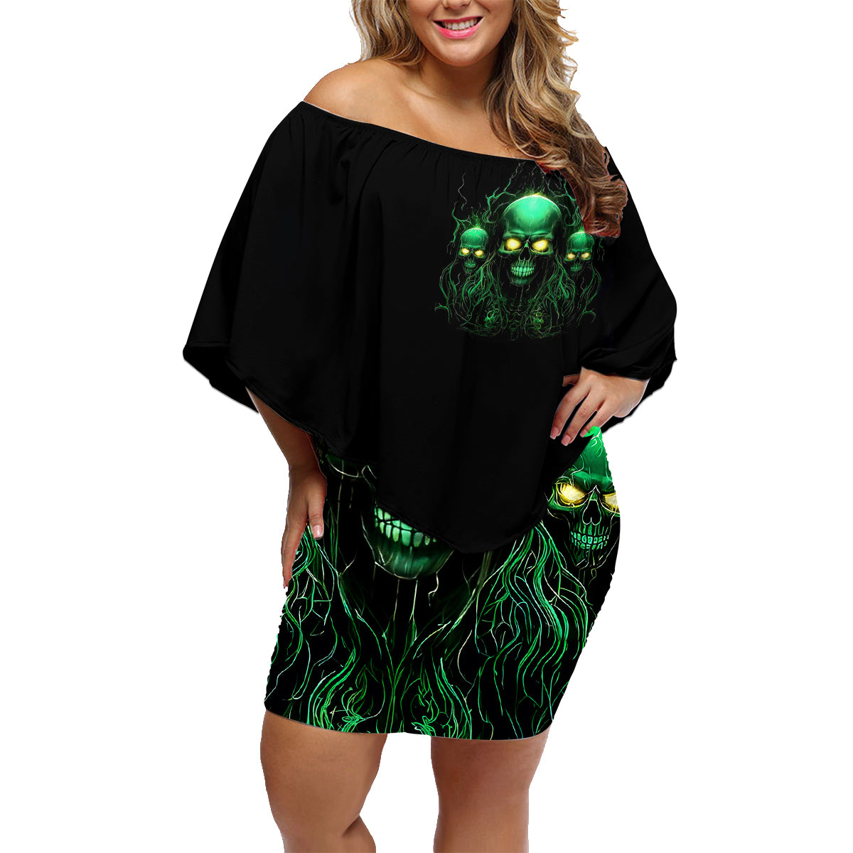 Thnder Skull Family Matching Off Shoulder Short Dress and Hawaiian Shirt One Day I Gonna Just Say F It All - Wonder Print Shop