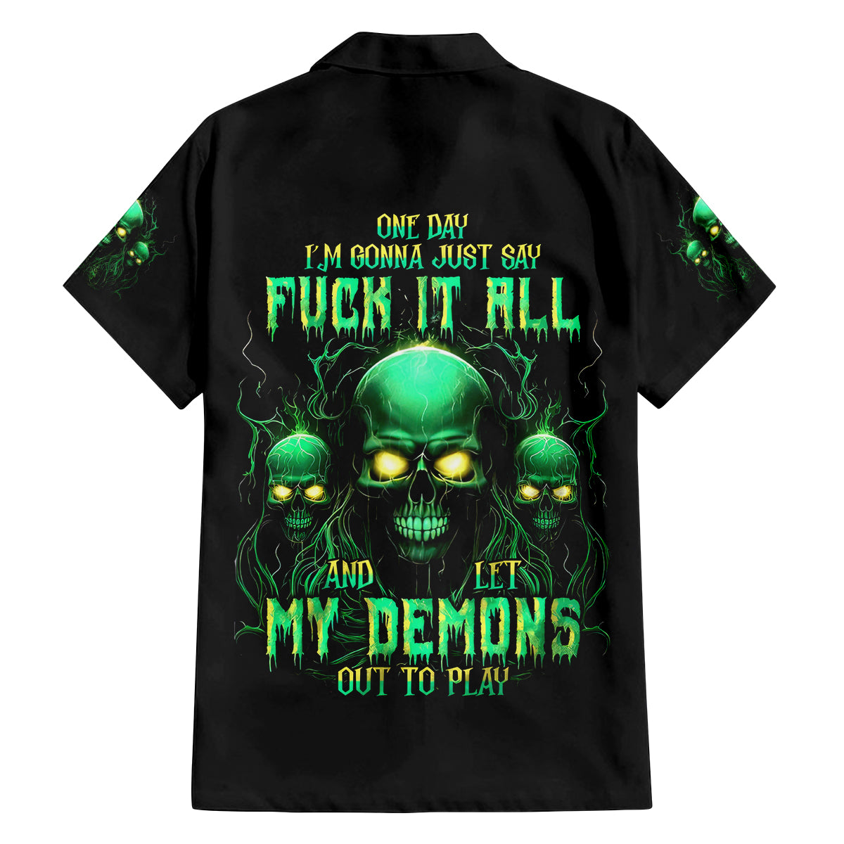 Thnder Skull Family Matching Puletasi Dress and Hawaiian Shirt One Day I Gonna Just Say F It All - Wonder Print Shop