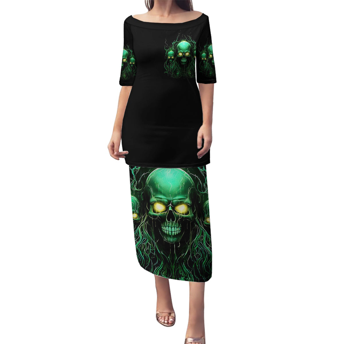 Thnder Skull Family Matching Puletasi Dress and Hawaiian Shirt One Day I Gonna Just Say F It All - Wonder Print Shop