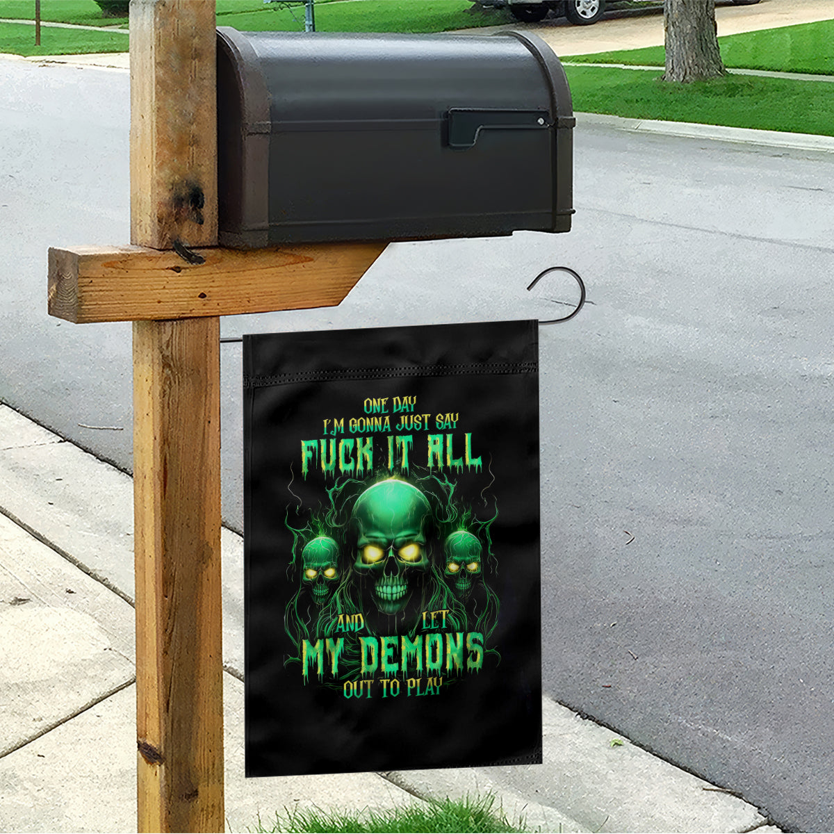 Thnder Skull Garden Flag One Day I Gonna Just Say F It All - Wonder Print Shop