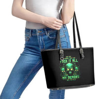 Thnder Skull Leather Tote Bag One Day I Gonna Just Say F It All - Wonder Print Shop