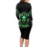 Thnder Skull Long Sleeve Bodycon Dress One Day I Gonna Just Say F It All - Wonder Print Shop
