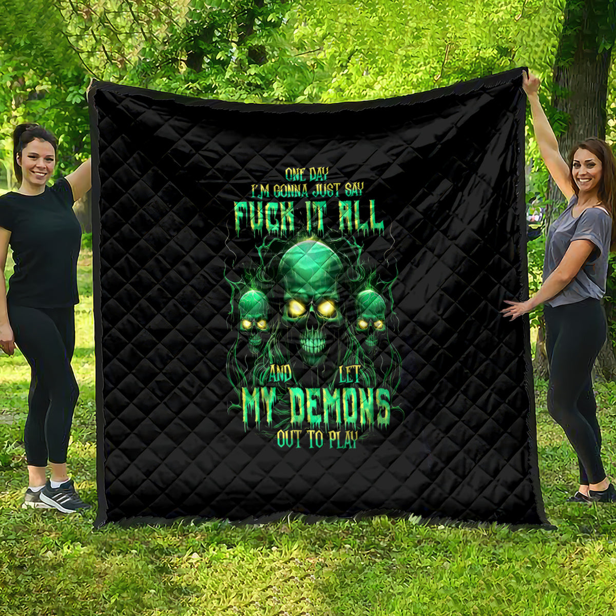 Thnder Skull Quilt One Day I Gonna Just Say F It All - Wonder Print Shop