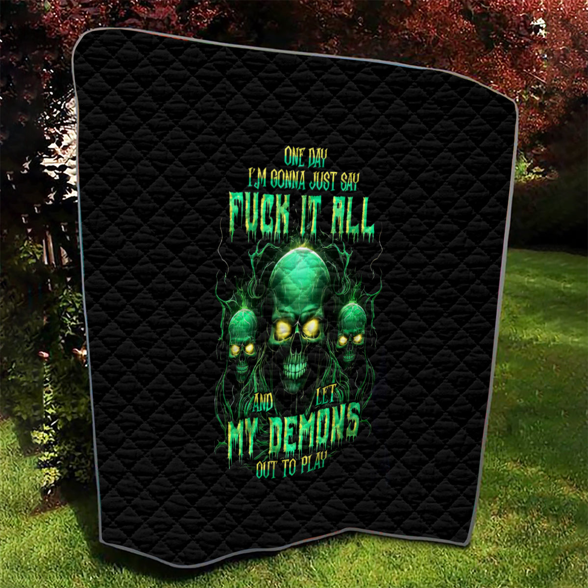 Thnder Skull Quilt One Day I Gonna Just Say F It All - Wonder Print Shop