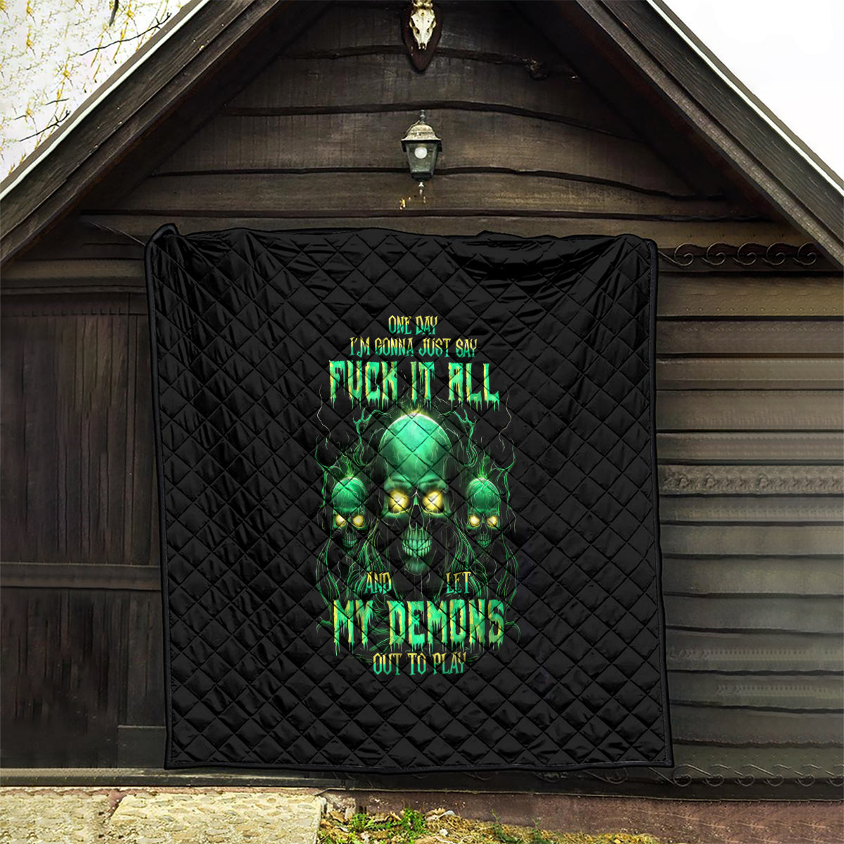 Thnder Skull Quilt One Day I Gonna Just Say F It All - Wonder Print Shop