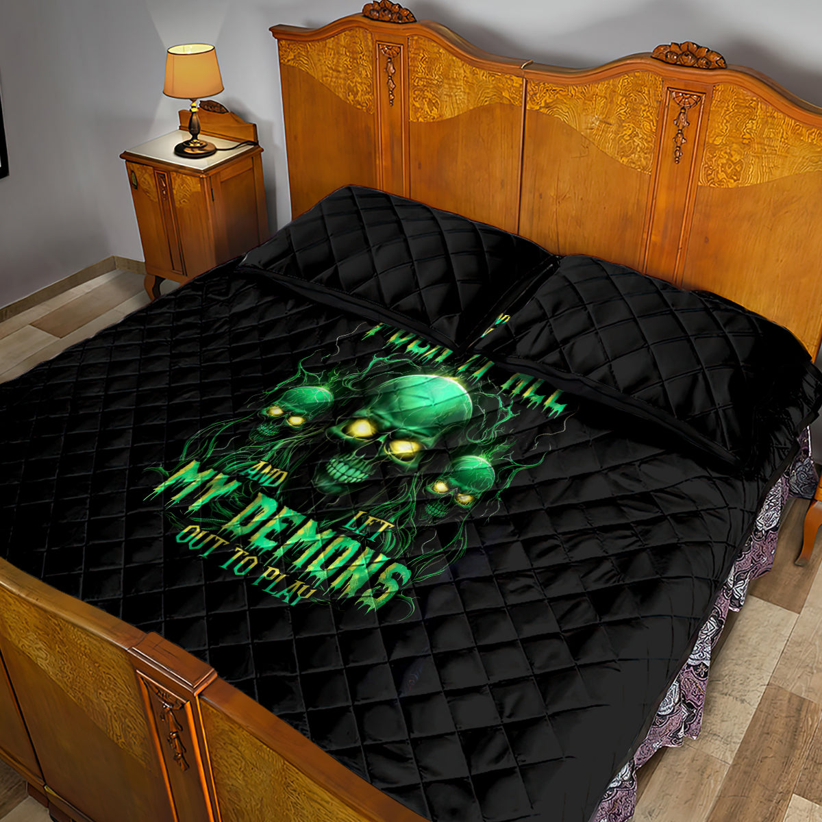 Thnder Skull Quilt Bed Set One Day I Gonna Just Say F It All - Wonder Print Shop