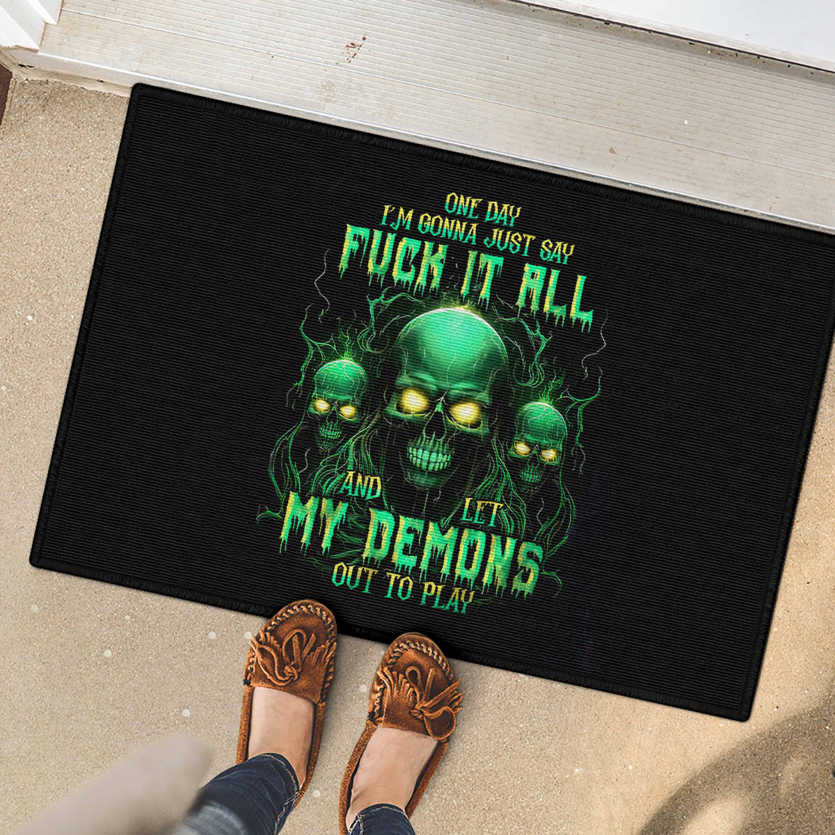 Thnder Skull Rubber Doormat One Day I Gonna Just Say F It All - Wonder Print Shop