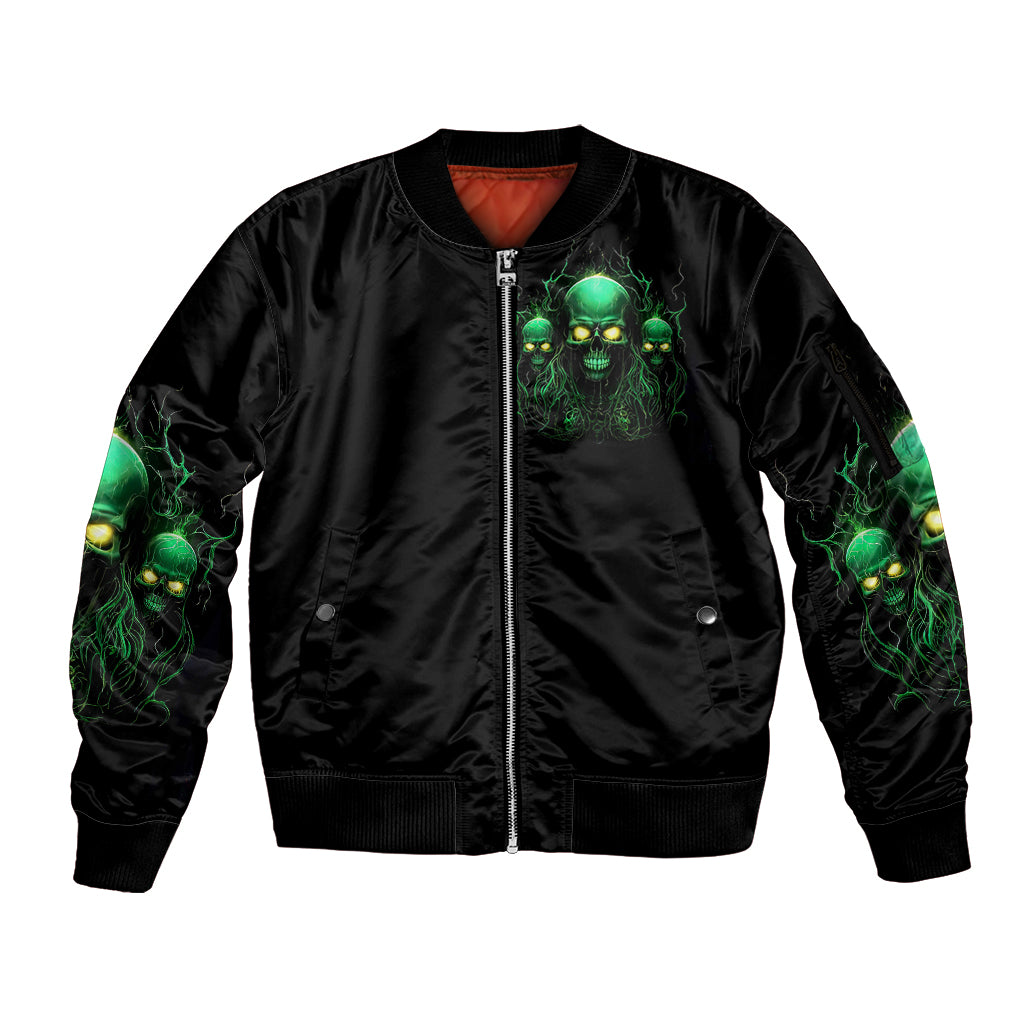 Thnder Skull Sleeve Zip Bomber Jacket One Day I Gonna Just Say F It All - Wonder Print Shop