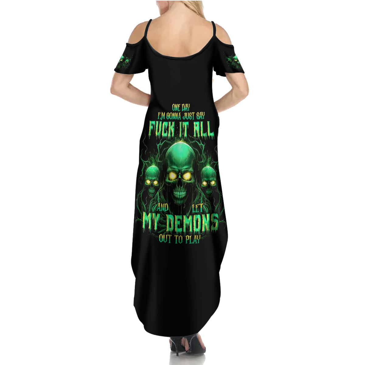 Thnder Skull Summer Maxi Dress One Day I Gonna Just Say F It All - Wonder Print Shop