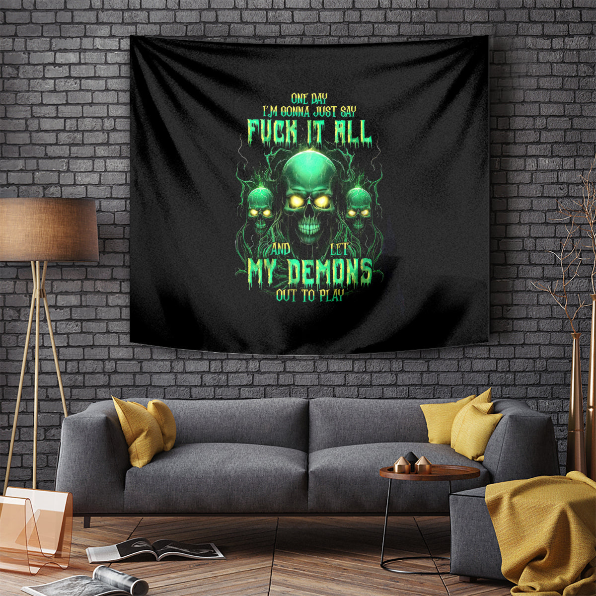 Thnder Skull Tapestry One Day I Gonna Just Say F It All - Wonder Print Shop