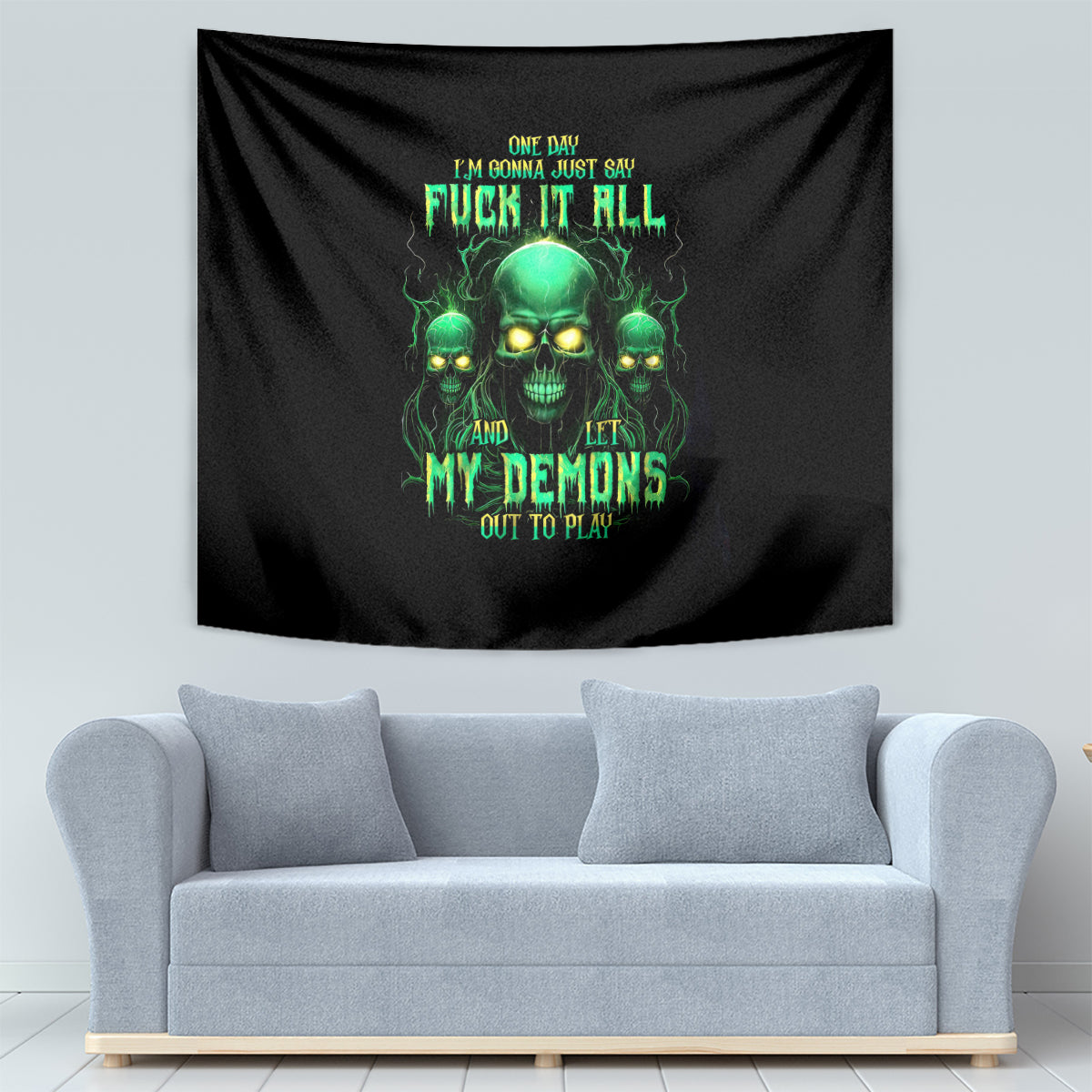 Thnder Skull Tapestry One Day I Gonna Just Say F It All - Wonder Print Shop