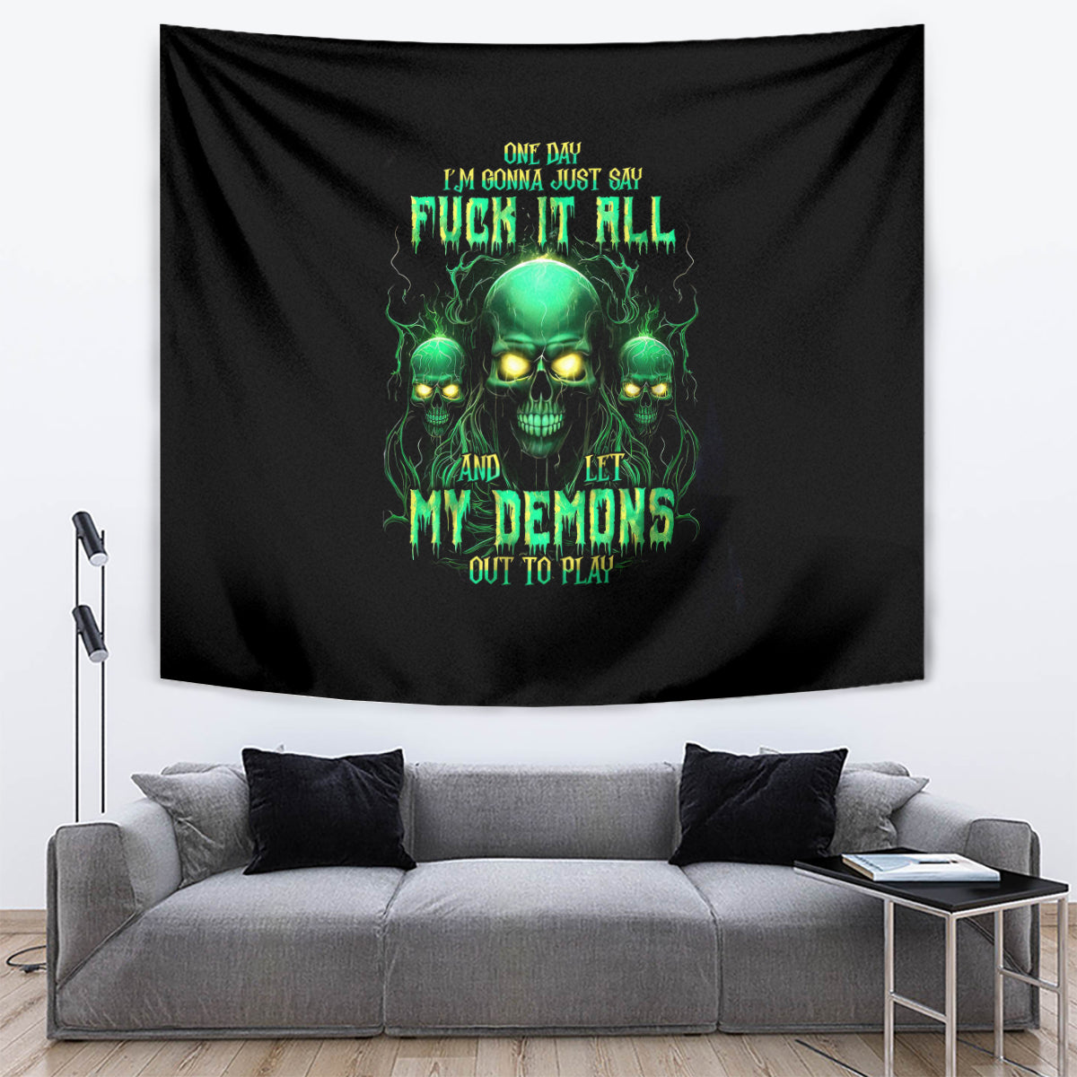 Thnder Skull Tapestry One Day I Gonna Just Say F It All - Wonder Print Shop