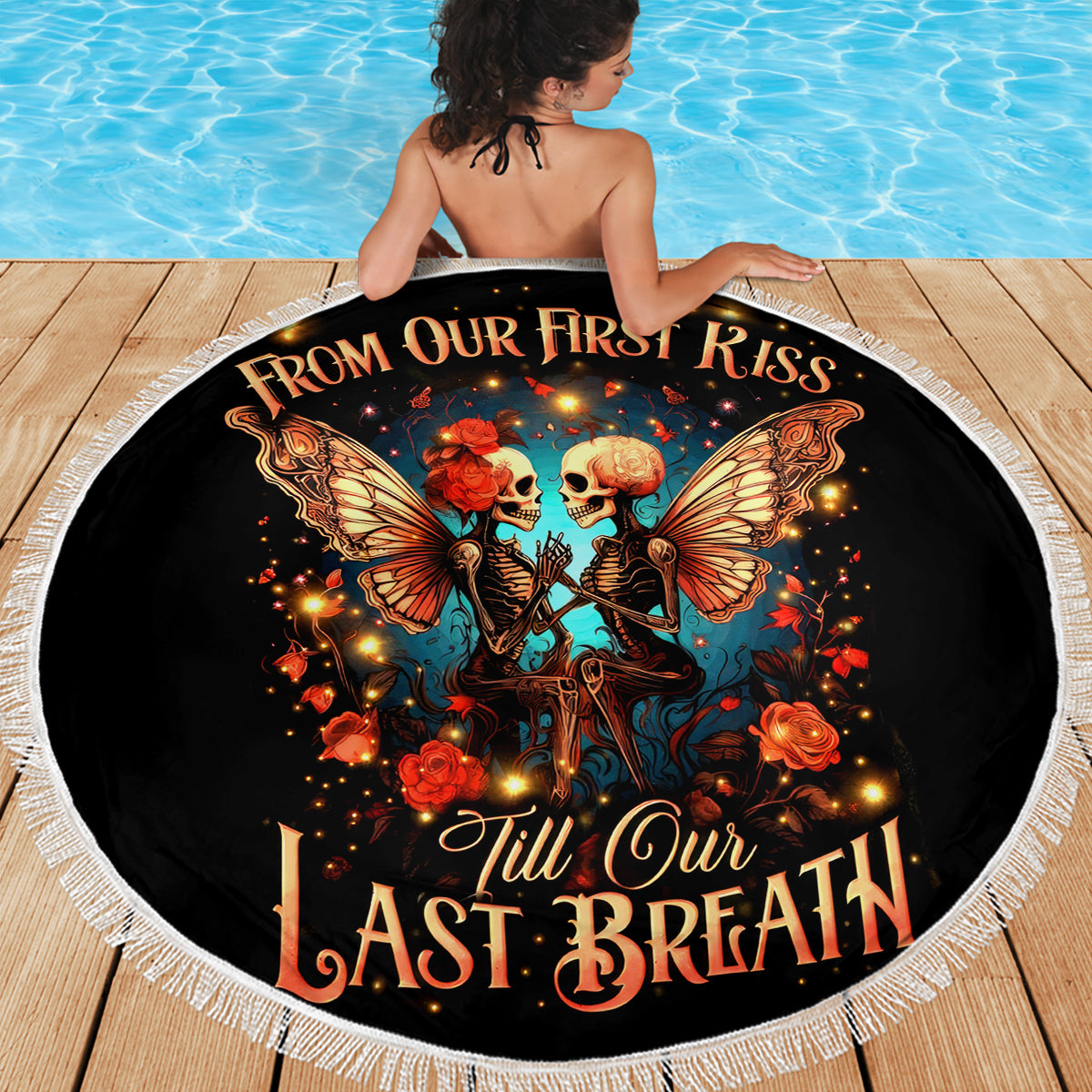Couple Skull Beach Blanket From Our First Kiss Till Our Last Breath - Wonder Print Shop