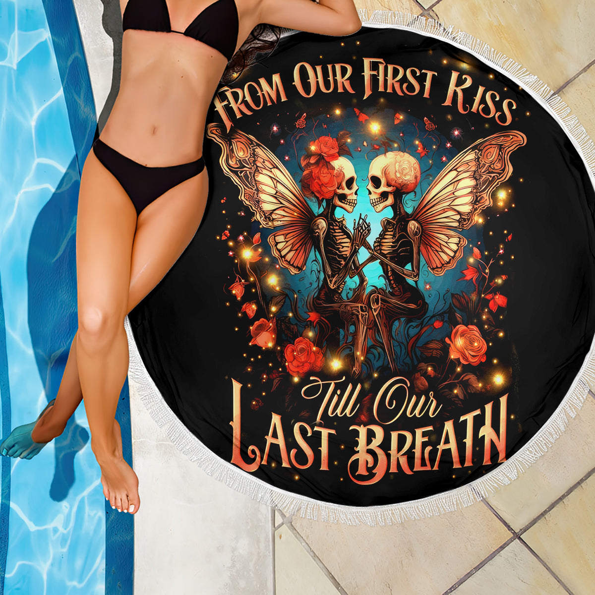 Couple Skull Beach Blanket From Our First Kiss Till Our Last Breath - Wonder Print Shop