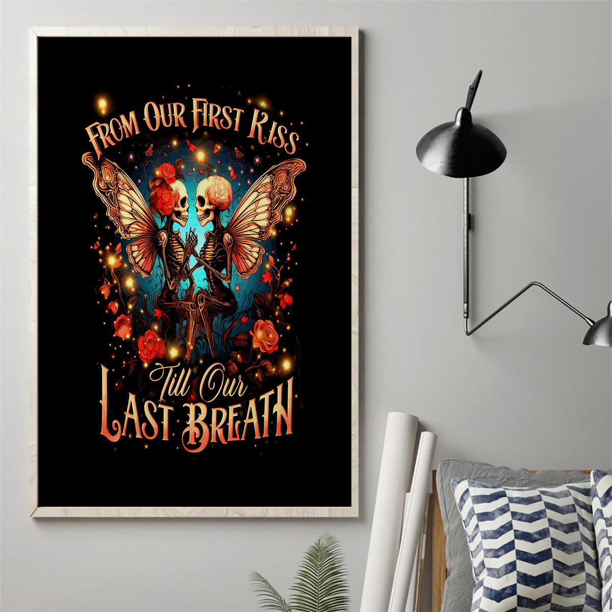 Couple Skull Canvas Wall Art From Our First Kiss Till Our Last Breath - Wonder Print Shop