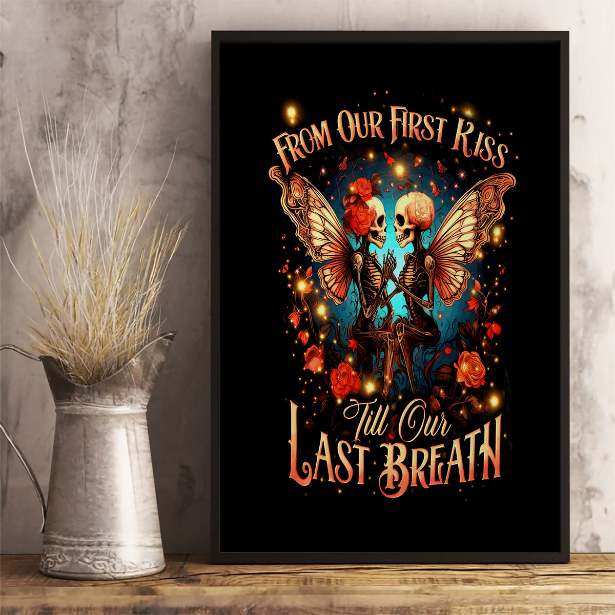 Couple Skull Canvas Wall Art From Our First Kiss Till Our Last Breath - Wonder Print Shop