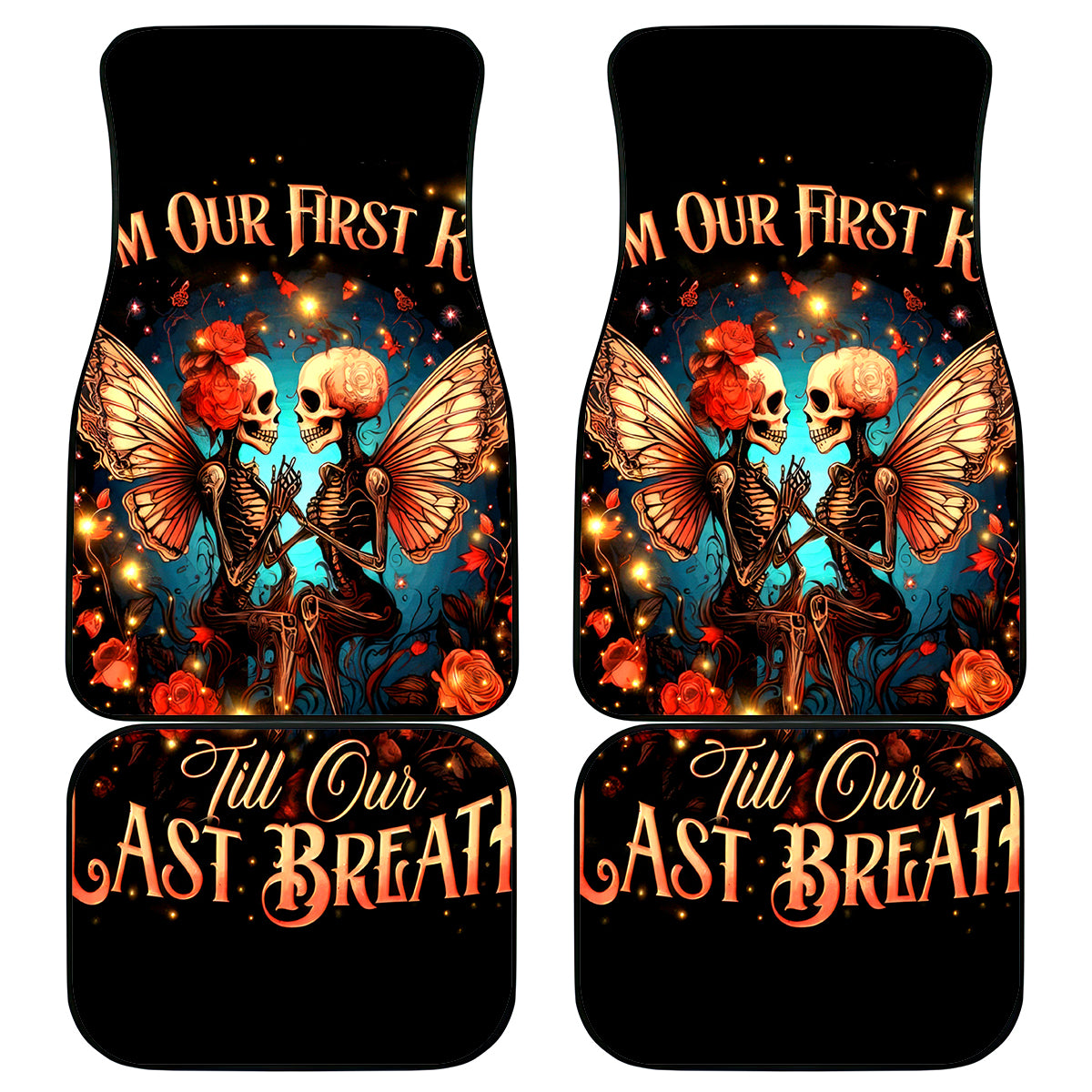Couple Skull Car Mats From Our First Kiss Till Our Last Breath - Wonder Print Shop