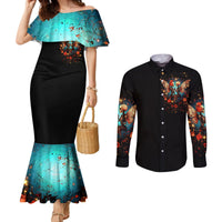 Couple Skull Couples Matching Mermaid Dress and Long Sleeve Button Shirt From Our First Kiss Till Our Last Breath DT01