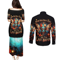 Couple Skull Couples Matching Puletasi Dress and Long Sleeve Button Shirt From Our First Kiss Till Our Last Breath - Wonder Print Shop