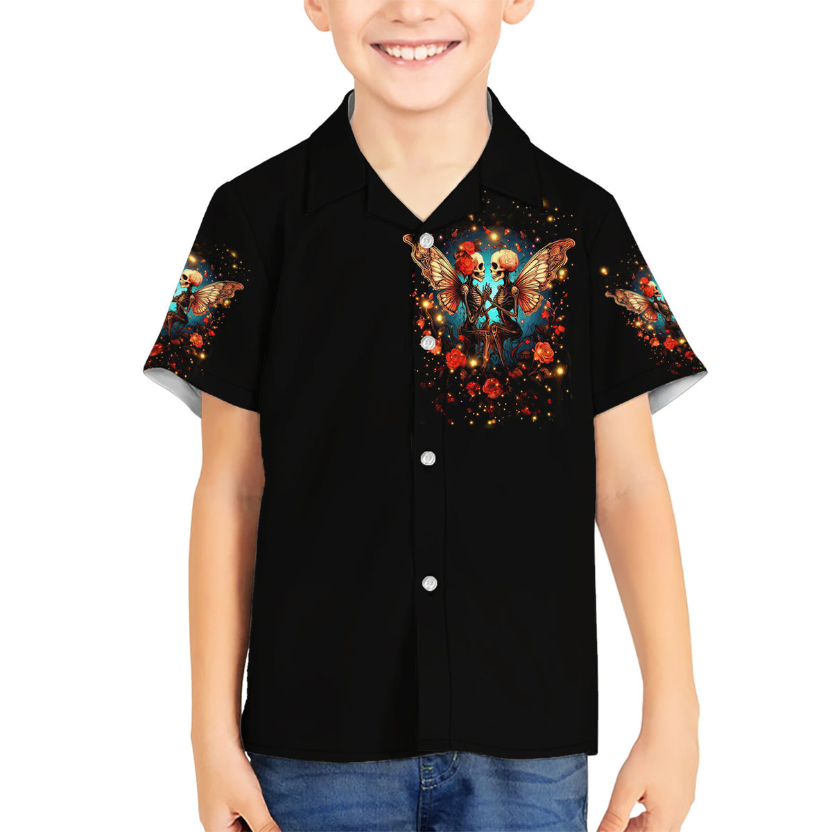 Couple Skull Kid Hawaiian Shirt From Our First Kiss Till Our Last Breath - Wonder Print Shop