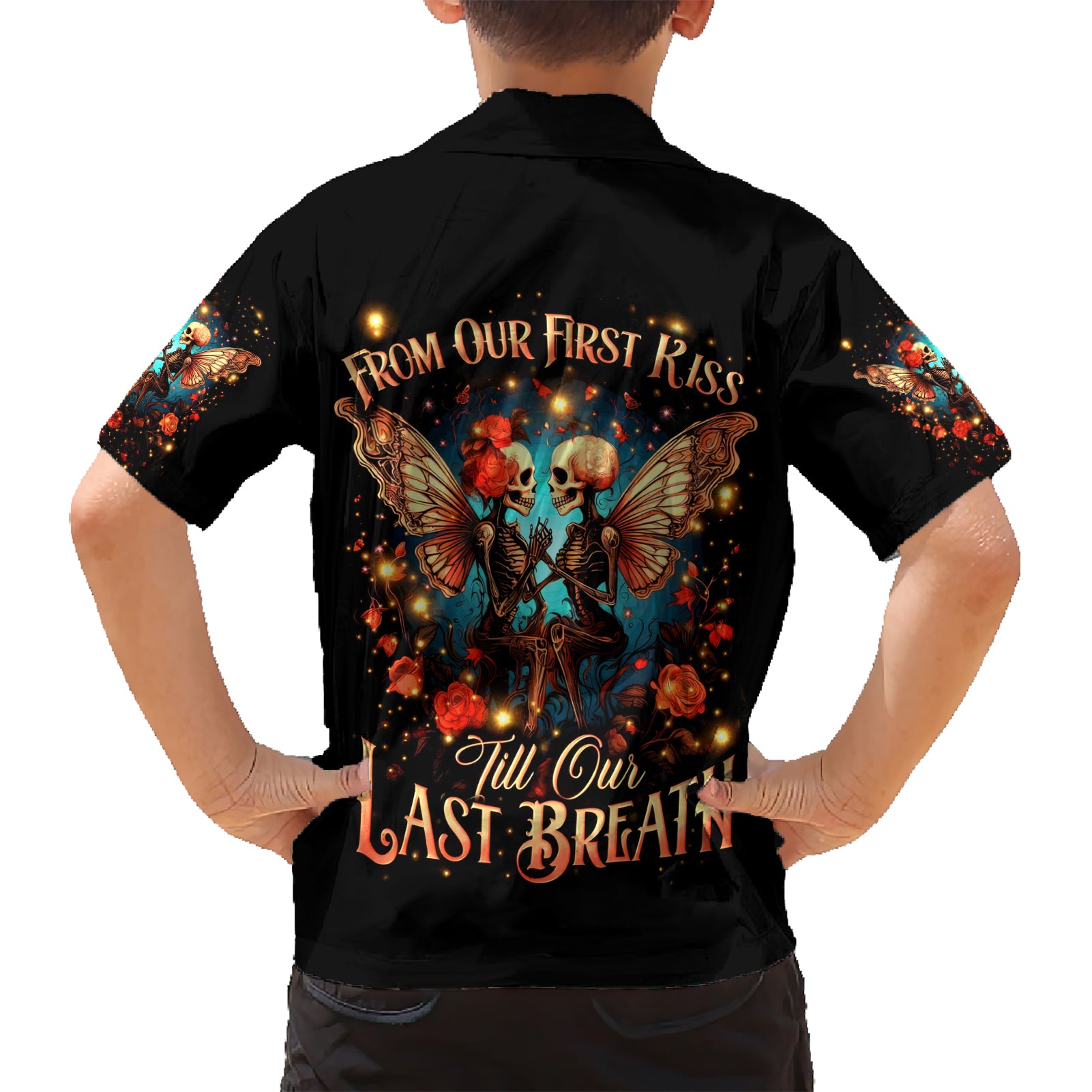 Couple Skull Kid Hawaiian Shirt From Our First Kiss Till Our Last Breath - Wonder Print Shop