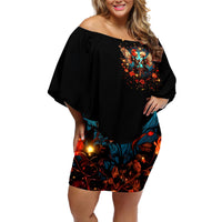 Couple Skull Off Shoulder Short Dress From Our First Kiss Till Our Last Breath - Wonder Print Shop