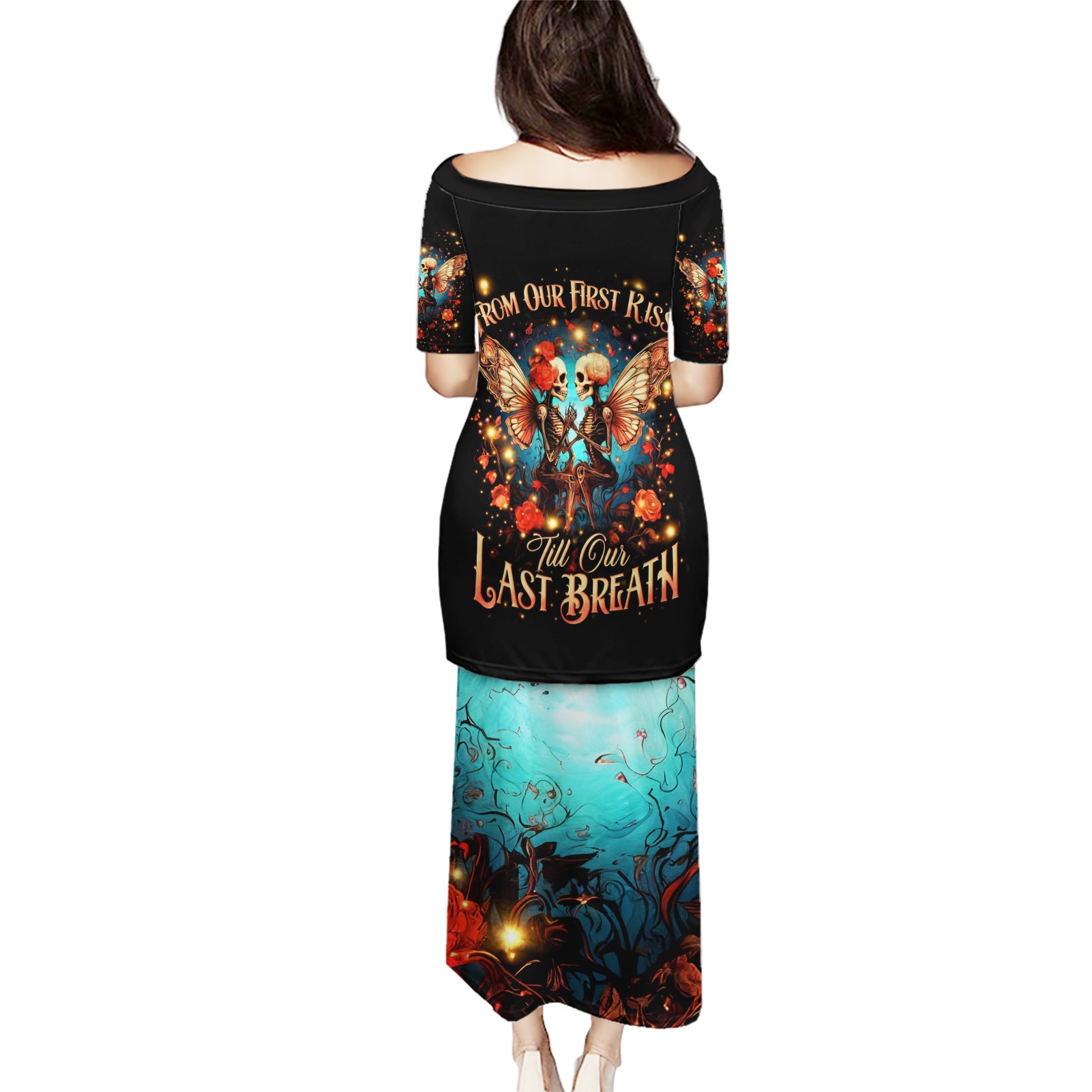 Couple Skull Puletasi From Our First Kiss Till Our Last Breath - Wonder Print Shop