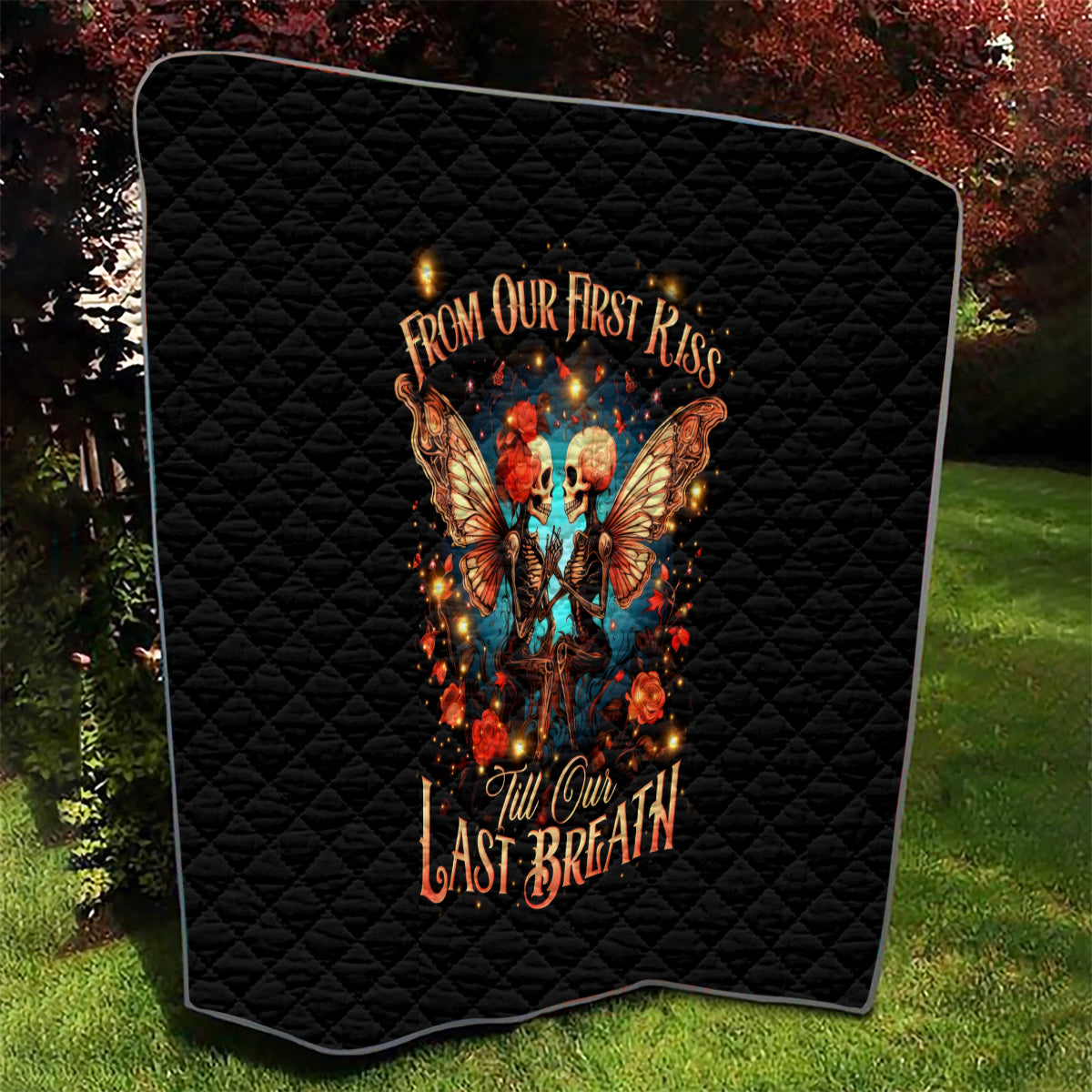 Couple Skull Quilt From Our First Kiss Till Our Last Breath - Wonder Print Shop